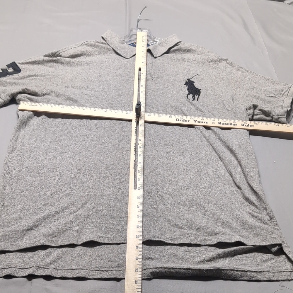 Polo Ralph Lauren Big Pony Polo Shirt Mens XXL‎ Gray Custom Fit 3 Logo - Picture 3 of 5